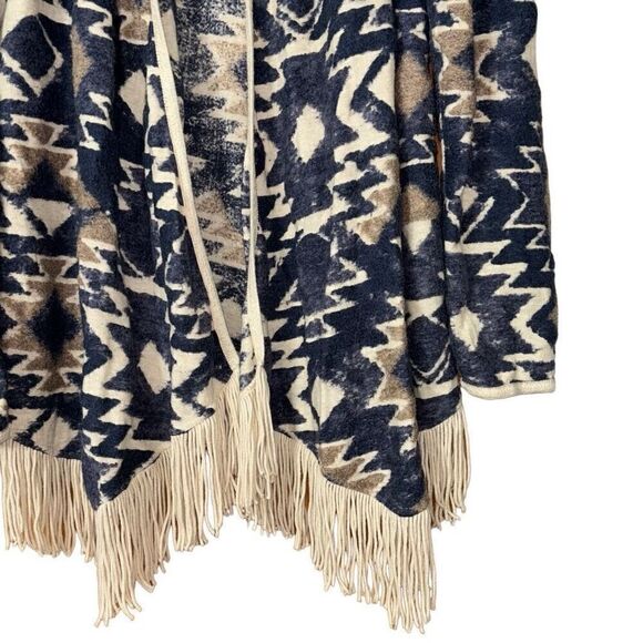 Lucky brand Aztec print fringed brushed knit cardigan M - Picture 8 of 12